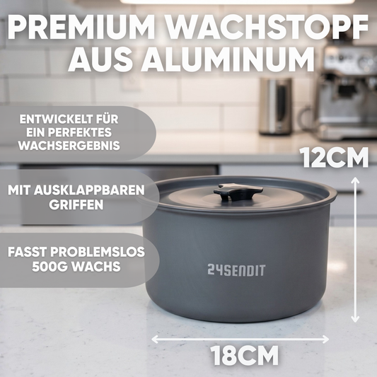 Kettenwachstopf aus Aluminium mit Deckel zum Heisswachsen