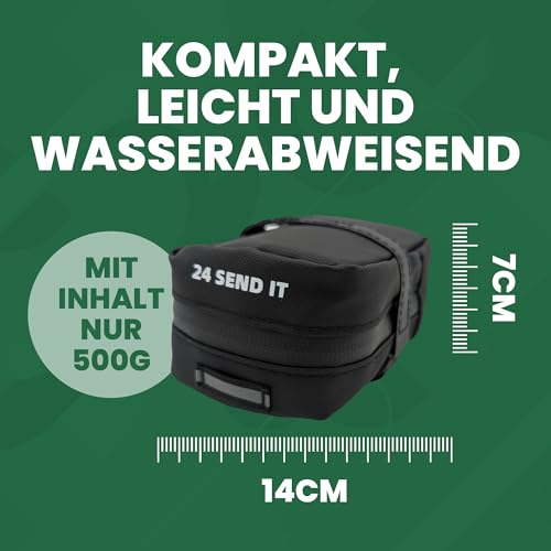 Satteltasche mit Multitool, TPU-Schlauch 18-33mm, CO2 Adapter & Kartusche, 2 Reifenhebern