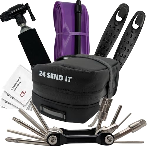 Satteltasche mit Multitool, TPU-Schlauch 18-33mm, CO2 Adapter & Kartusche, 2 Reifenhebern