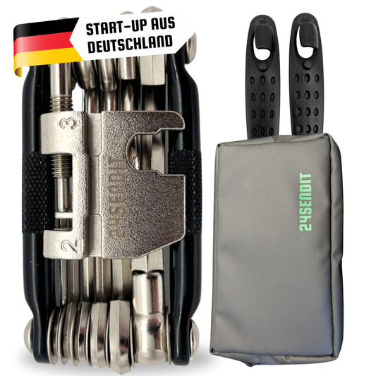 17-in-1 Multitool-Set mit Tasche & 2 Reifenhebern