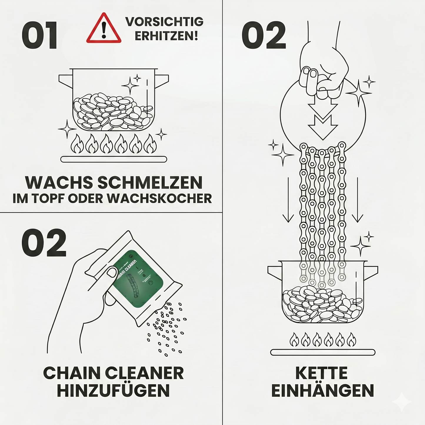 24SENDIT Premium Aluminium Wachstopf zum Heisswachsen, Chain Wax Zubehör - für Anfänger und Profis - für Rennrad, Gravel, MTB und E-Bike - einfache Anwendung, PTFE-frei.