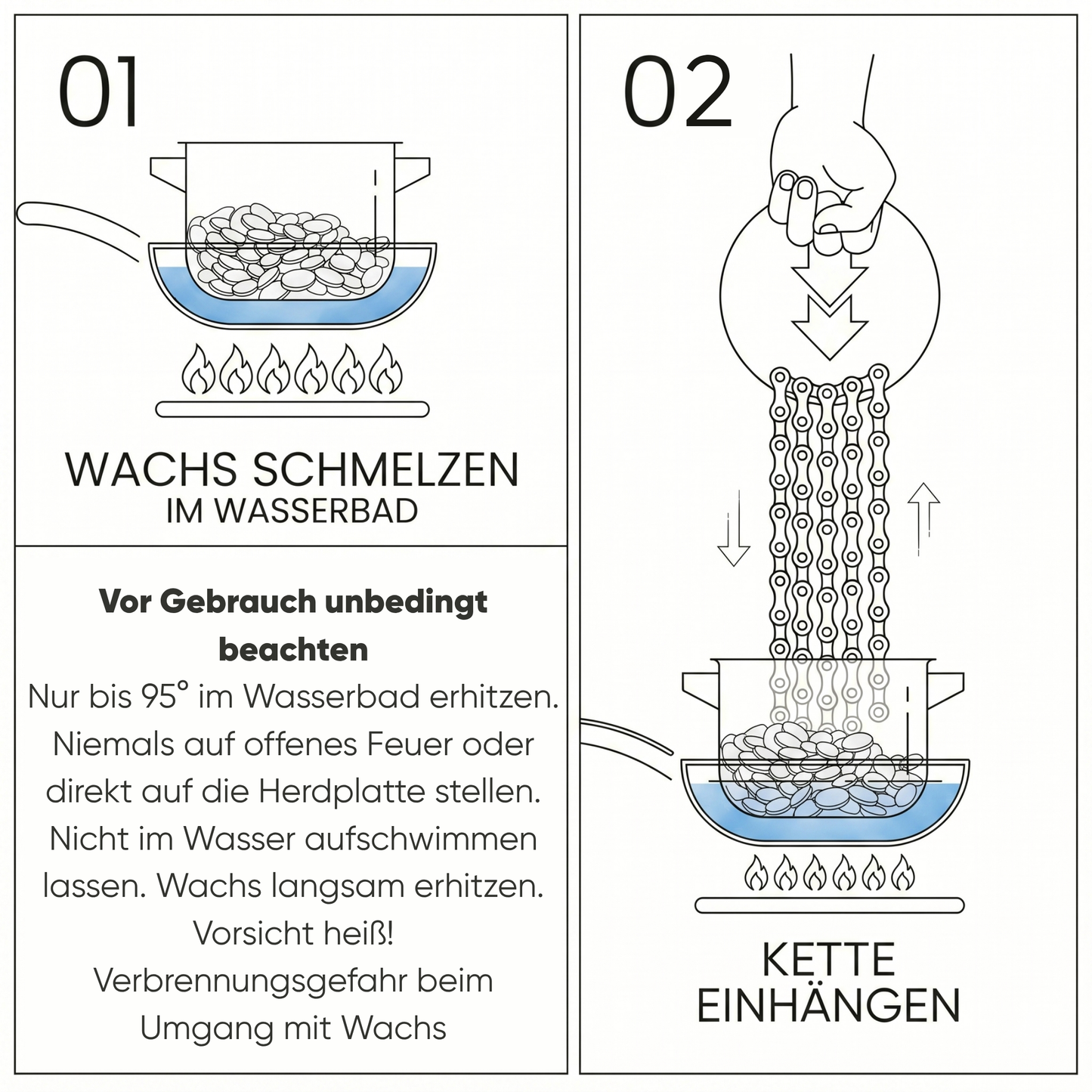 Kettenwachstopf aus Aluminium mit Deckel - inkl. 3 Kettenhalter